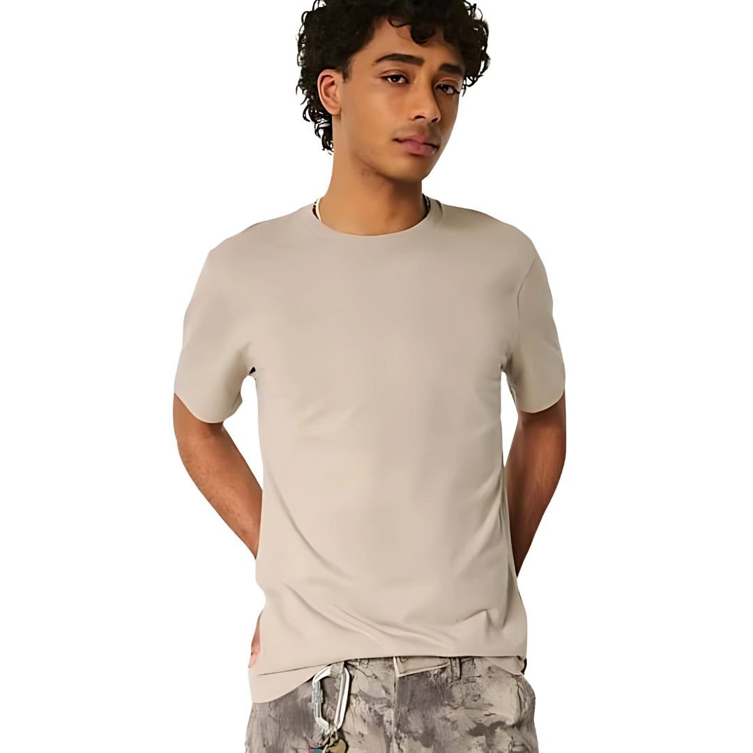 Untitled-design-2-2.jpg Men's Beige Classic Fit Short Sleeve Crewneck T-Shirt - Image 2